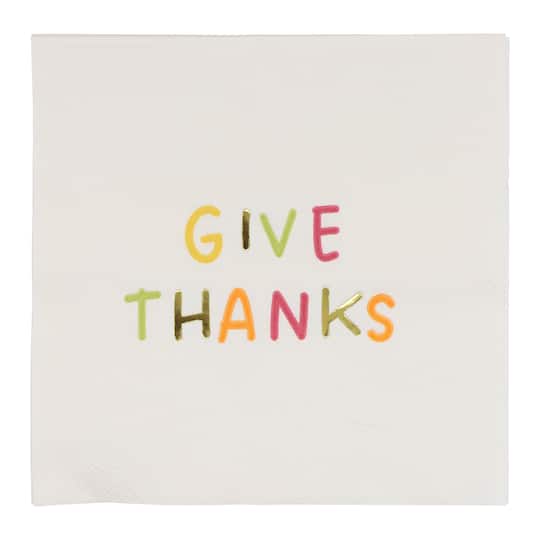 Michaels, Thanksgiving Give Thanks Beverage Napkins, 20ct. by Celebrate It™ – Category: Thanksgiving Party Supplies